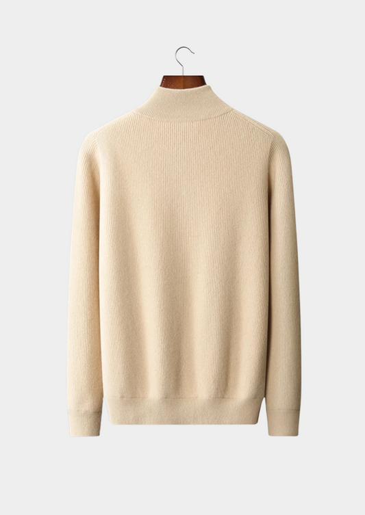 Pure Extra-Fine Merino Wool Ribbed Zip Cardigan | Auremmont