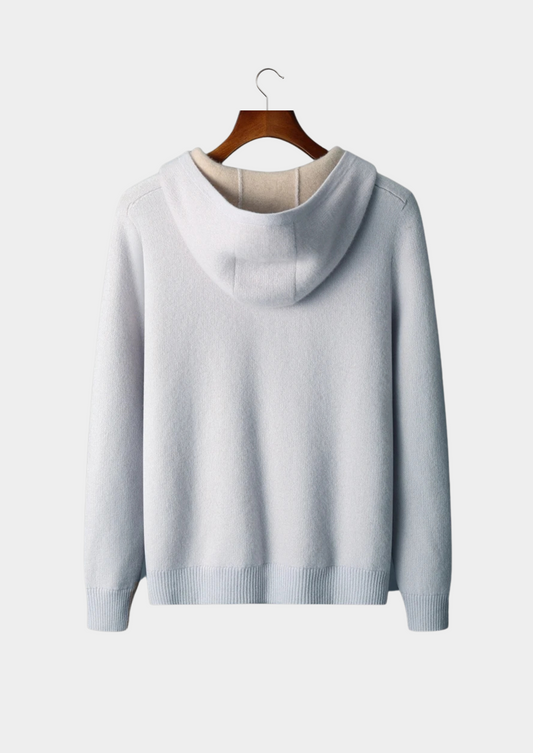 Premium Cashmere Two-Tone Zipper Hoodie | Auremmont