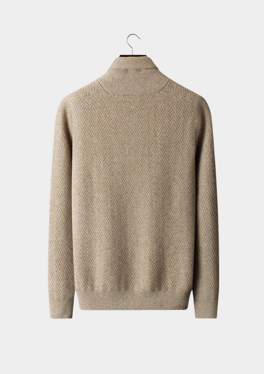 Premium Cashmere Zigzag Button Sweater | Auremmont