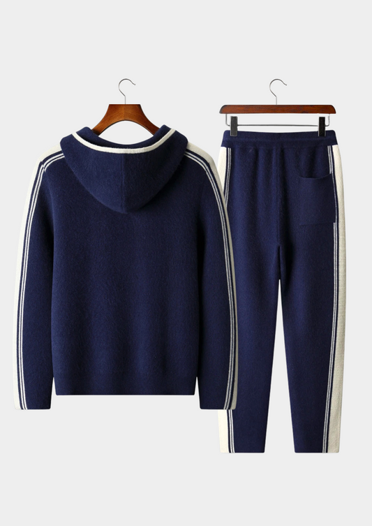 Pure Extra-Fine Merino Wool Navy Blue Damien Set | Auremmont