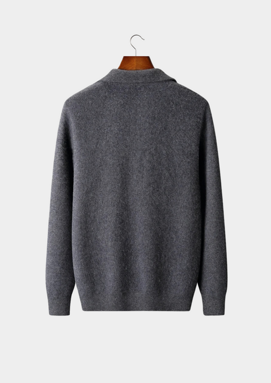Premium Cashmere Zip Polo Cardigan | Auremmont