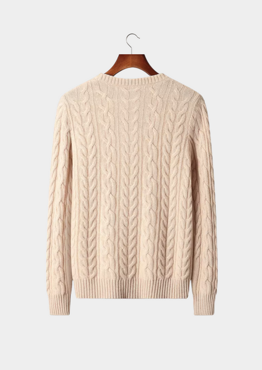 Pure Extra-Fine Merino Wool Cable Knit Crewneck | Auremmont