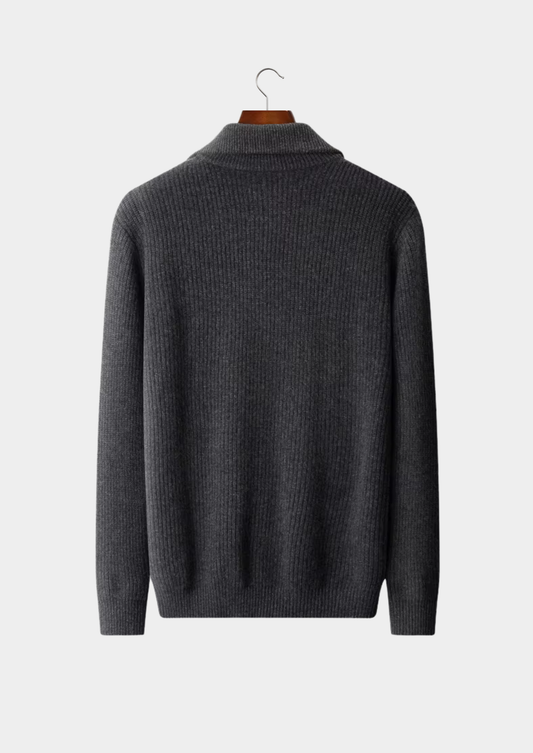 Pure Extra-Fine Merino Wool Funnel Neck Dual Zip Cardigan | Auremmont