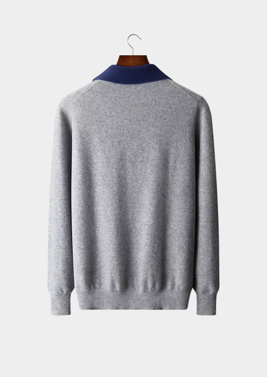 Premium Cashmere Two Tone Zipper Polo | Auremmont