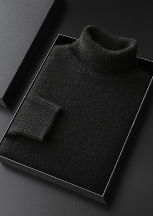 Pure Cashmere Black Essential Rollneck | Auremmont