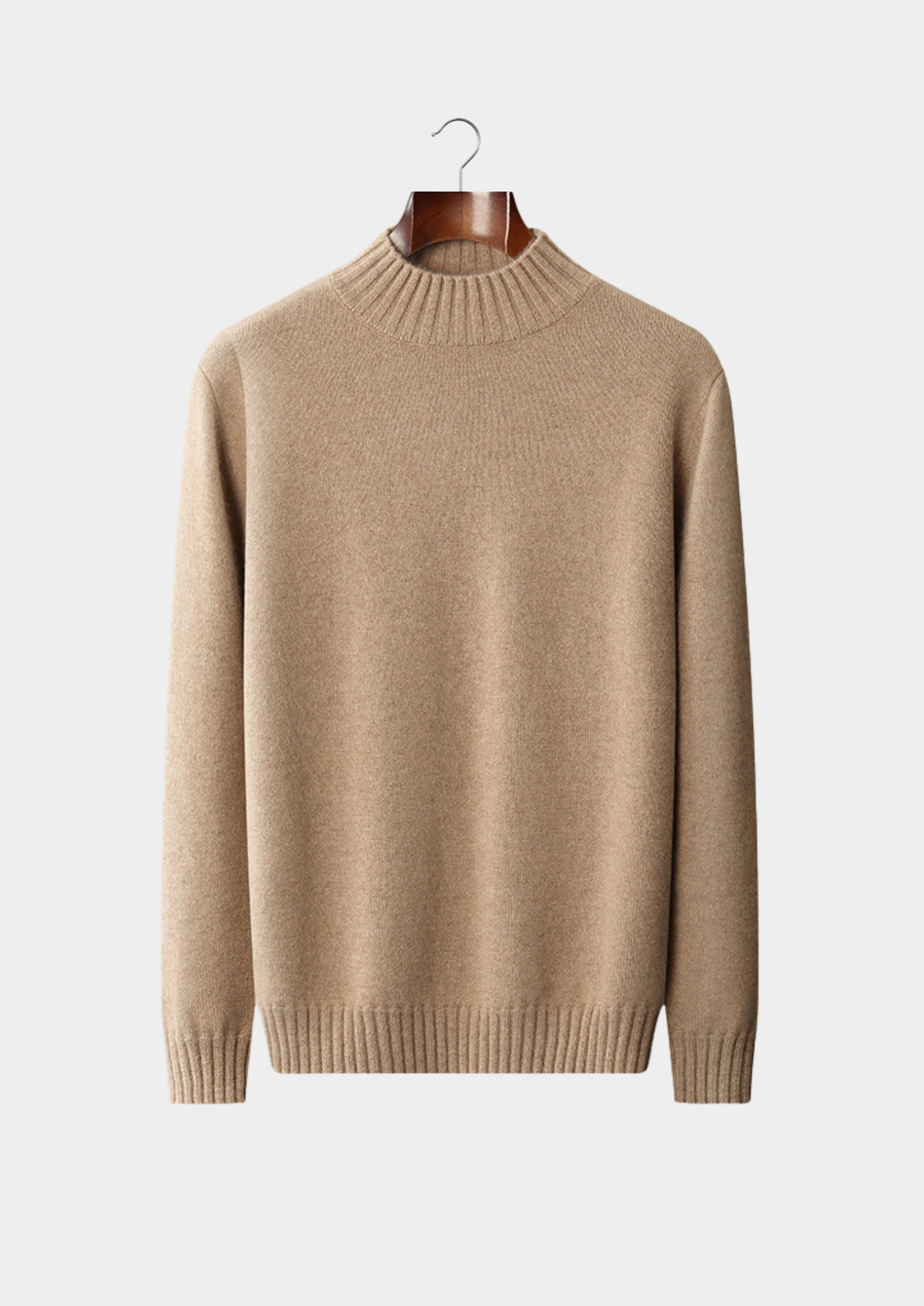 Pure Cashmere Beige Mockneck Sweater | Auremmont