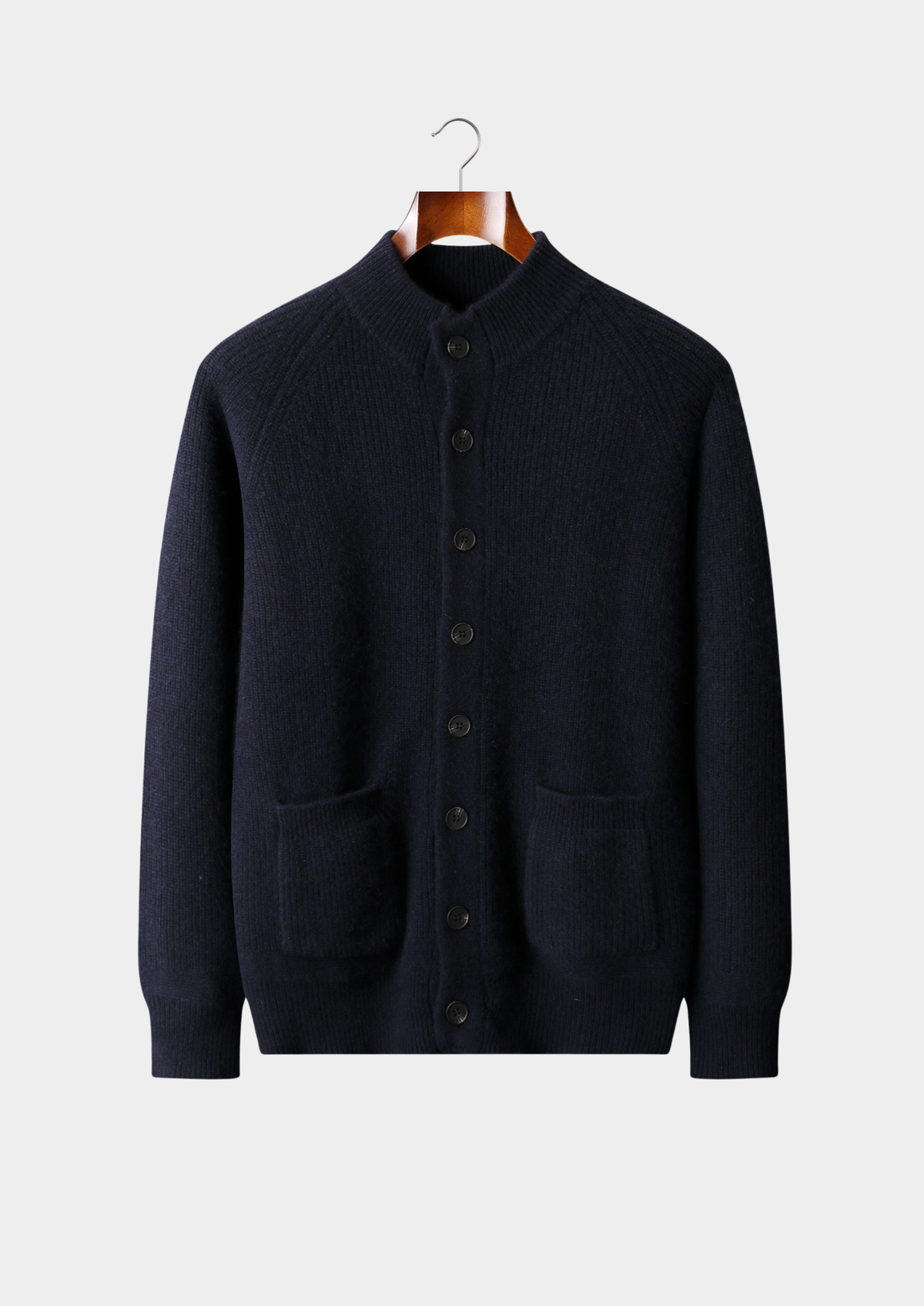 Pure Cashmere Navy Blue Button Overshirt | Auremmont