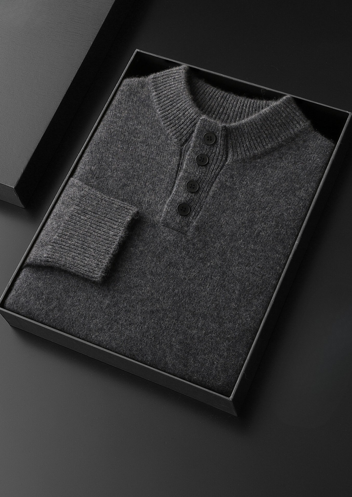 Pure Cashmere Dark Gray Button Sweater | Auremmont
