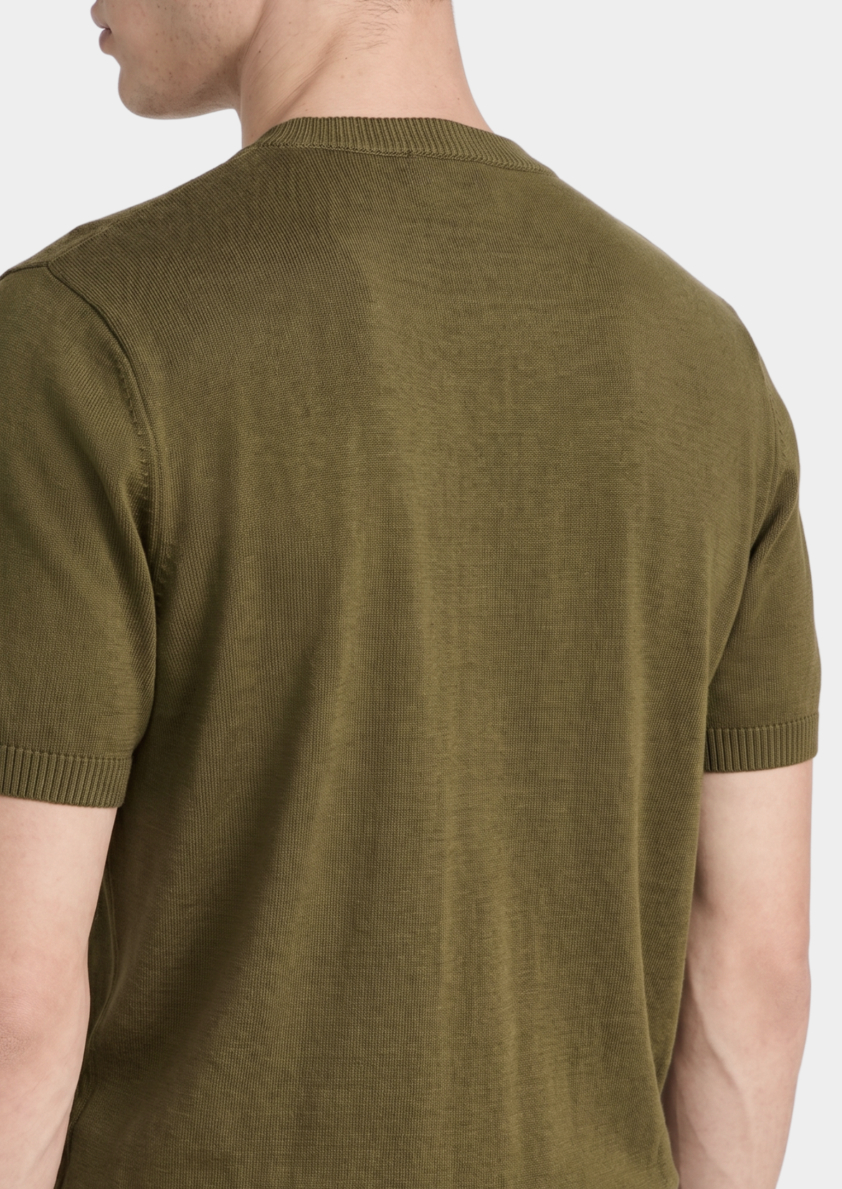 Essential Olive Knitted Crewneck T-Shirt | Auremmont