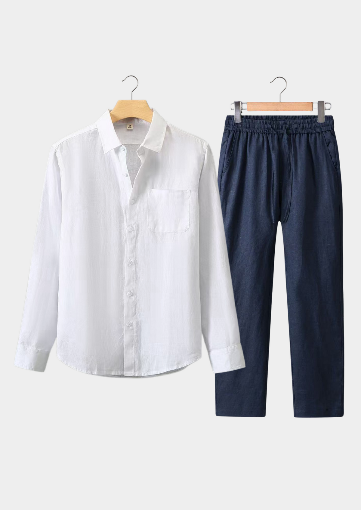 Dolcevita Longsleeve Summer Set - White/navy Blue | Auremmont