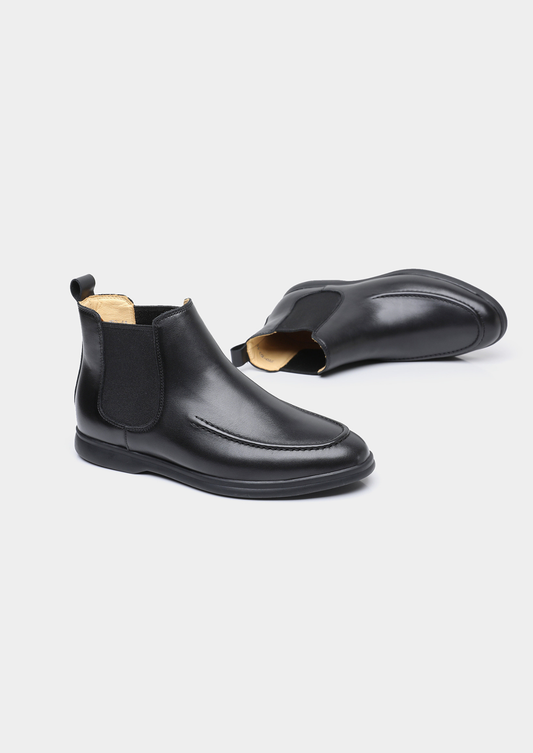 Black Leather Chelsea Boot | Auremmont