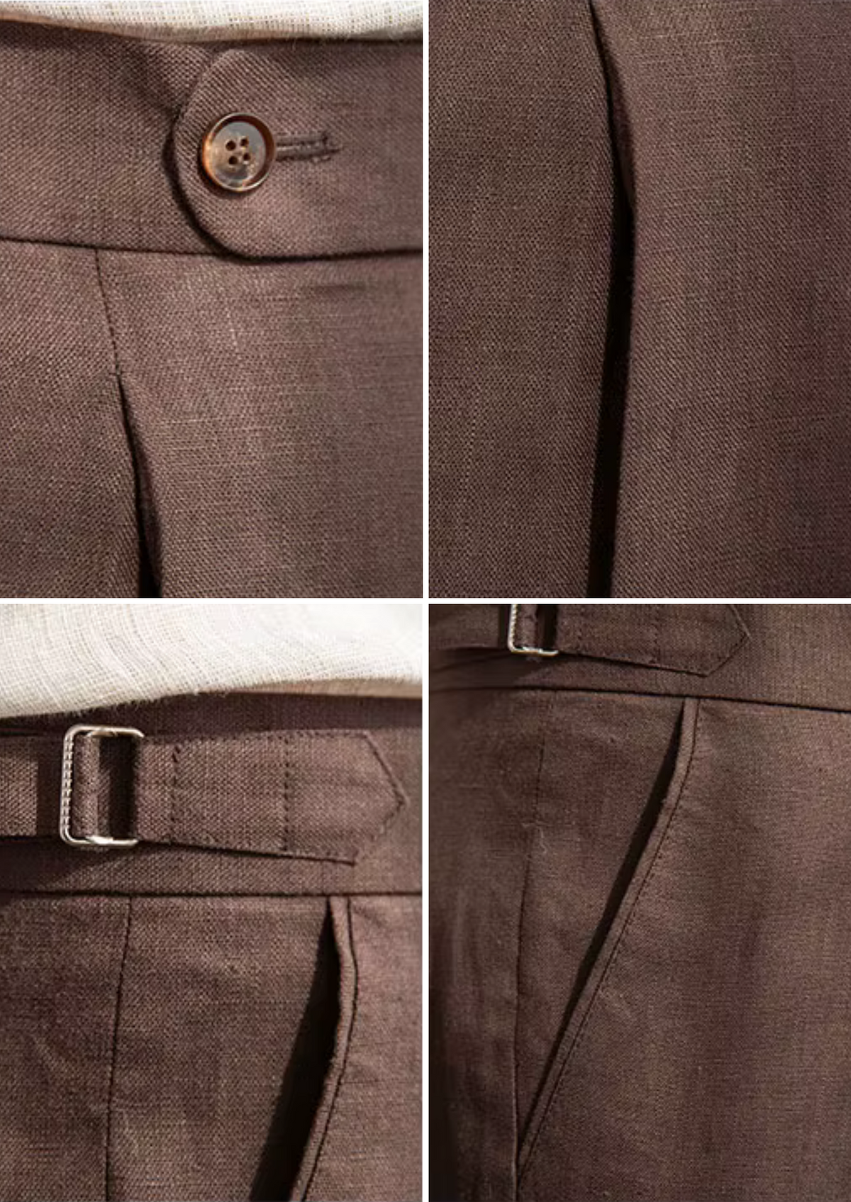 Tuscany Pleated Coastal Trousers - Dark Brown | Auremmont