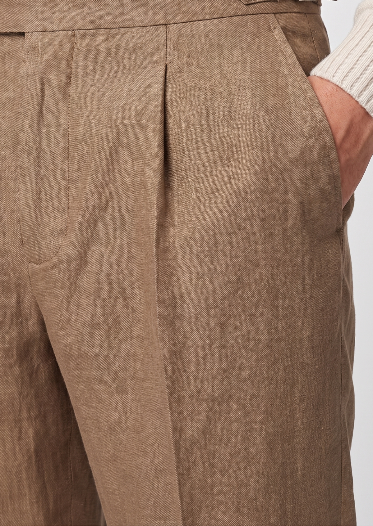 Tuscany Pleated Coastal Trousers - Caramel | Auremmont