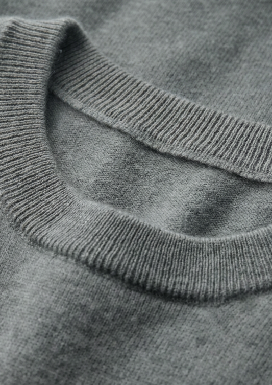 Premium Cashmere Classic Crewneck T-Shirt - Shadow Flint | Auremmont