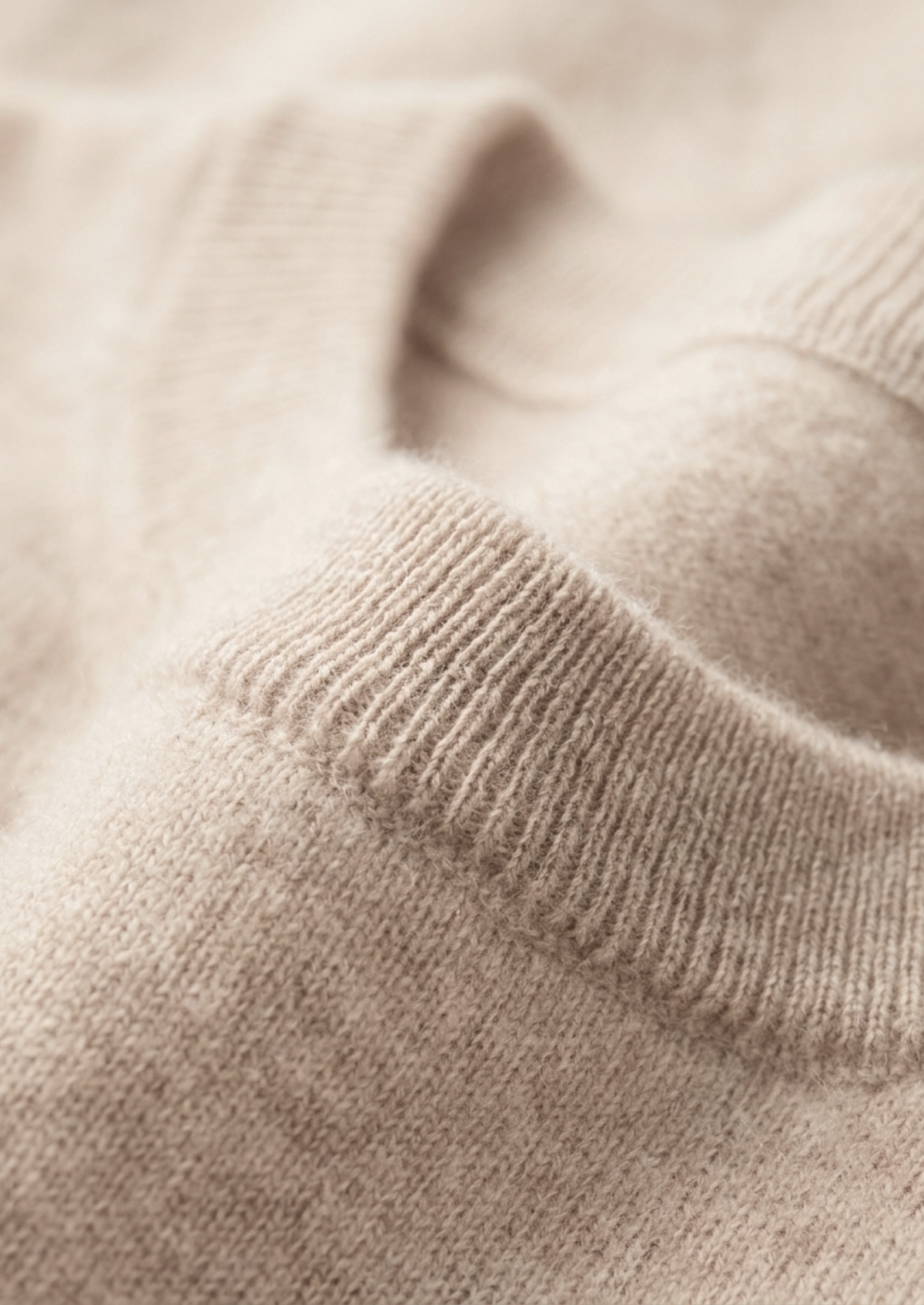 Premium Cashmere Classic Crewneck T-Shirt - Ivory Mocha | Auremmont