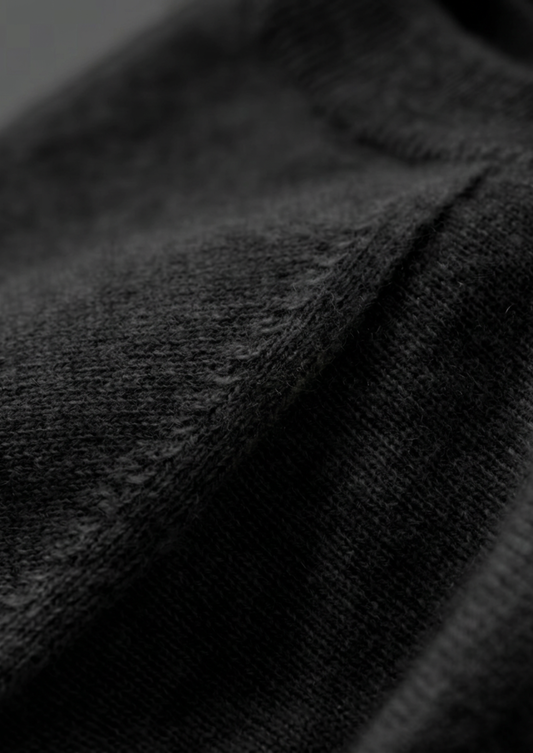 Premium Cashmere Classic Crewneck T-Shirt - Black | Auremmont