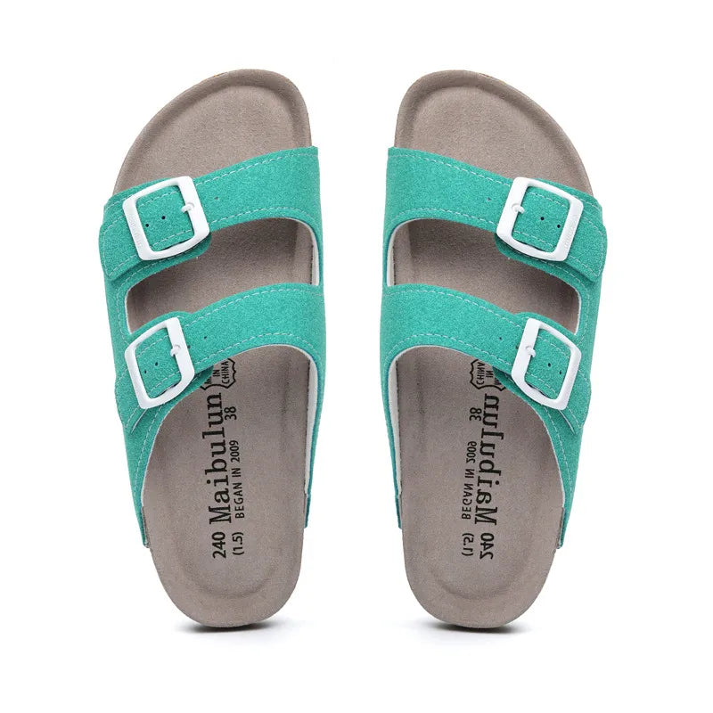 Maibulun Suede Arizona Sandals - Aqua | Auremmont