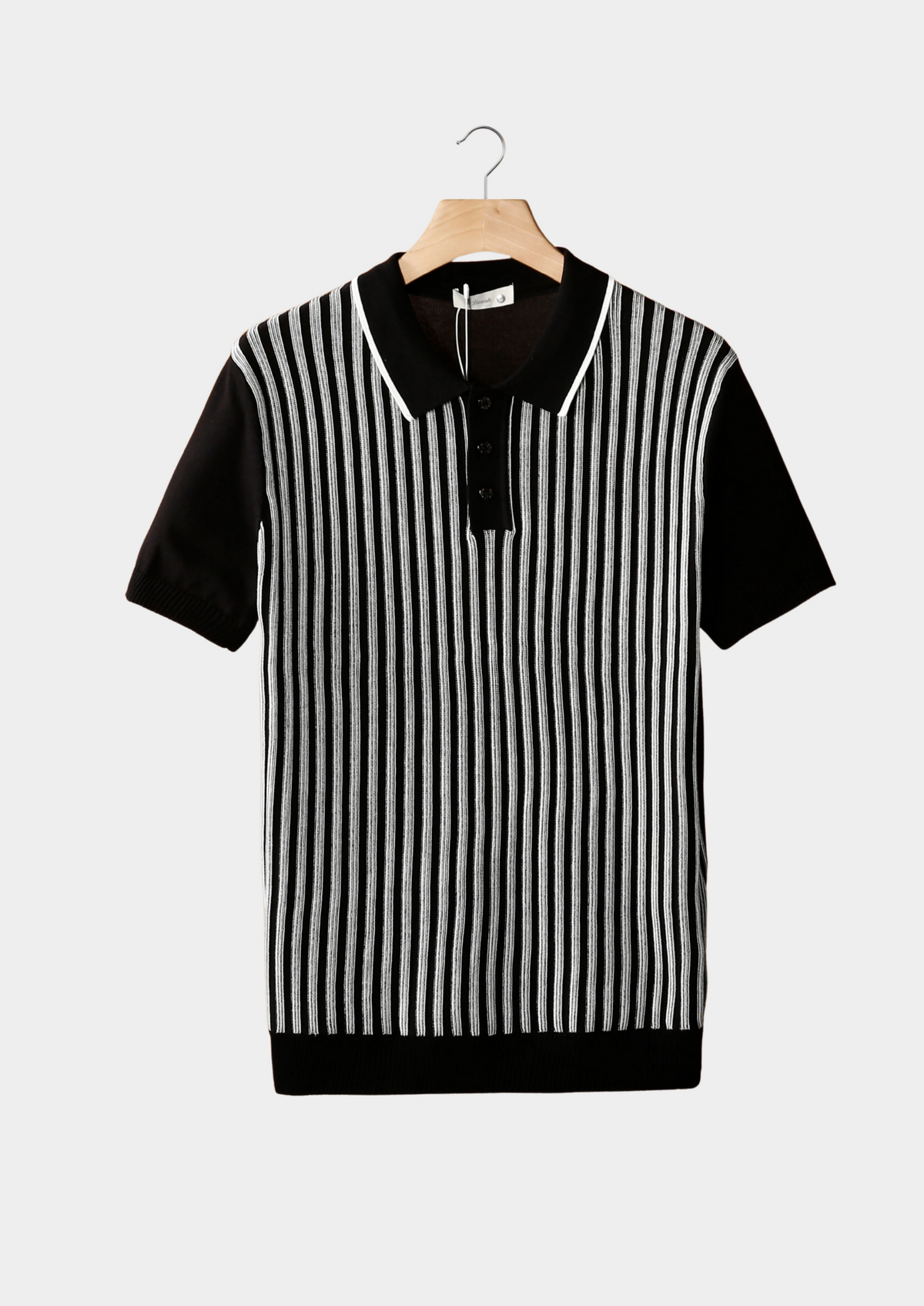 Black Vertical Striped Polo | Auremmont