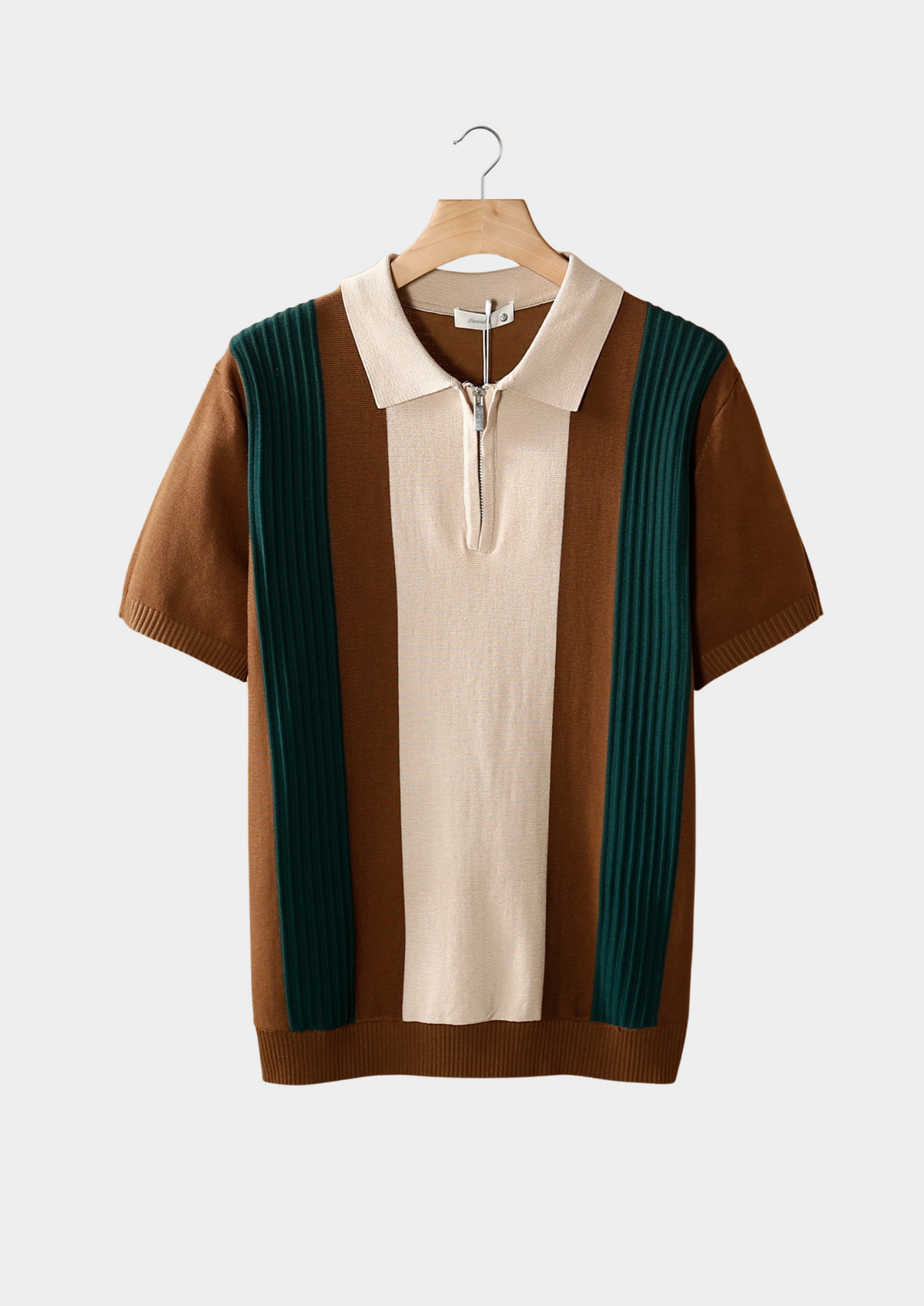 Brown Resort Zipper Polo | Auremmont