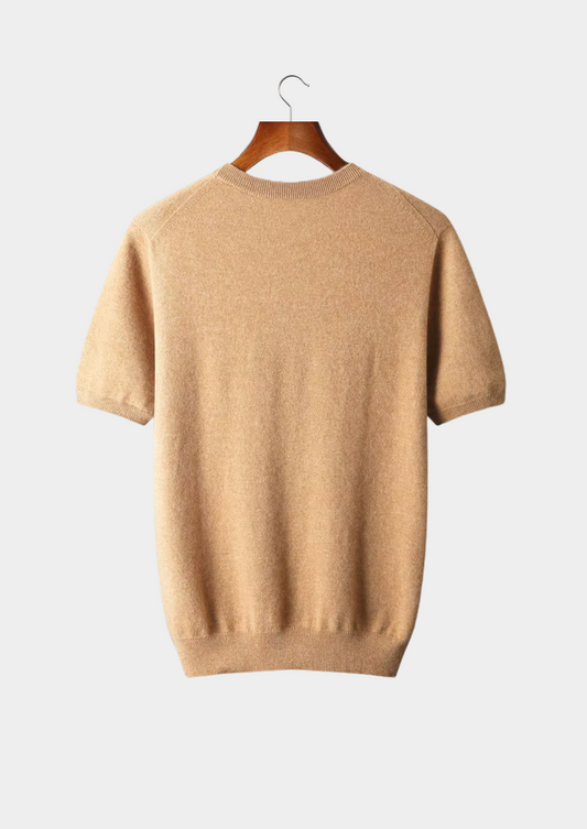 Premium Cashmere Classic Crewneck T-Shirt - Honey Mustard | Auremmont
