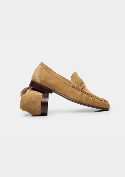 Caramel Classic Penny Suede Loafers | Auremmont