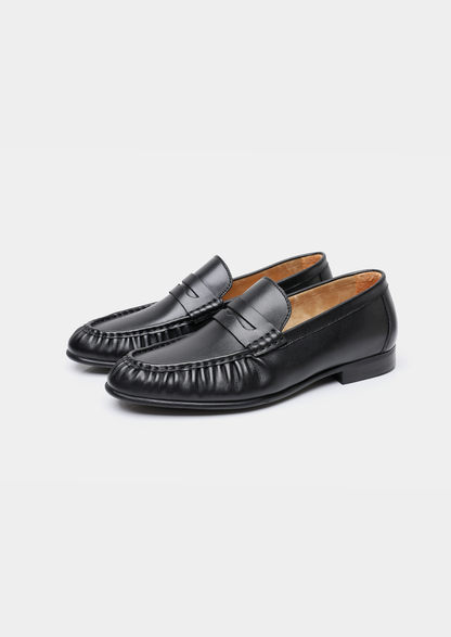 Black Classic Penny Leather Loafers | Auremmont