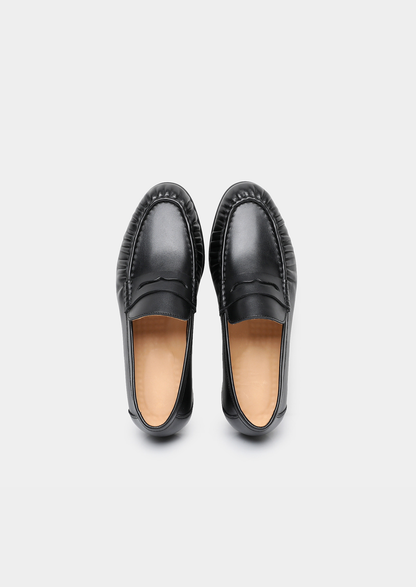 Black Classic Penny Leather Loafers | Auremmont