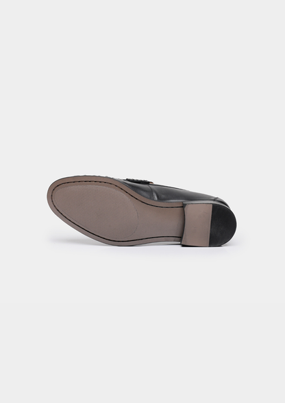 Black Classic Penny Leather Loafers | Auremmont
