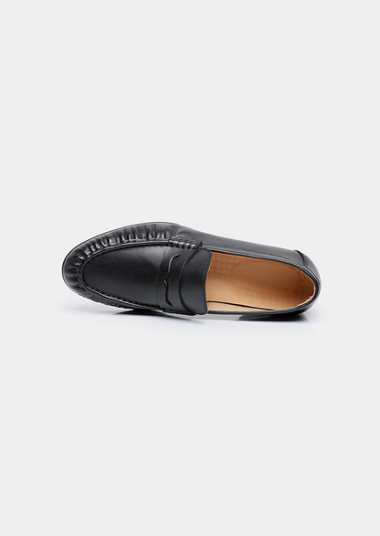 Black Classic Penny Leather Loafers | Auremmont