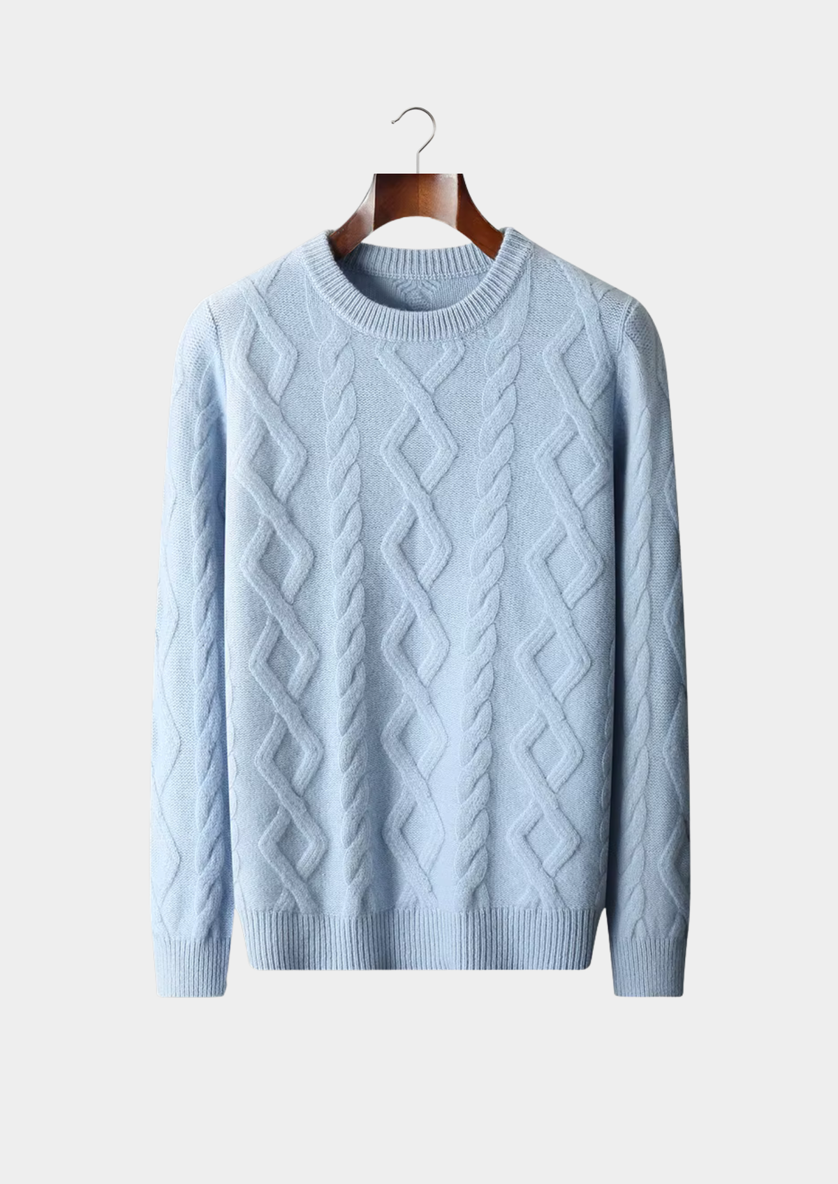 Pure Extra-Fine Merino Wool Wintertime Cable Crewneck | Auremmont