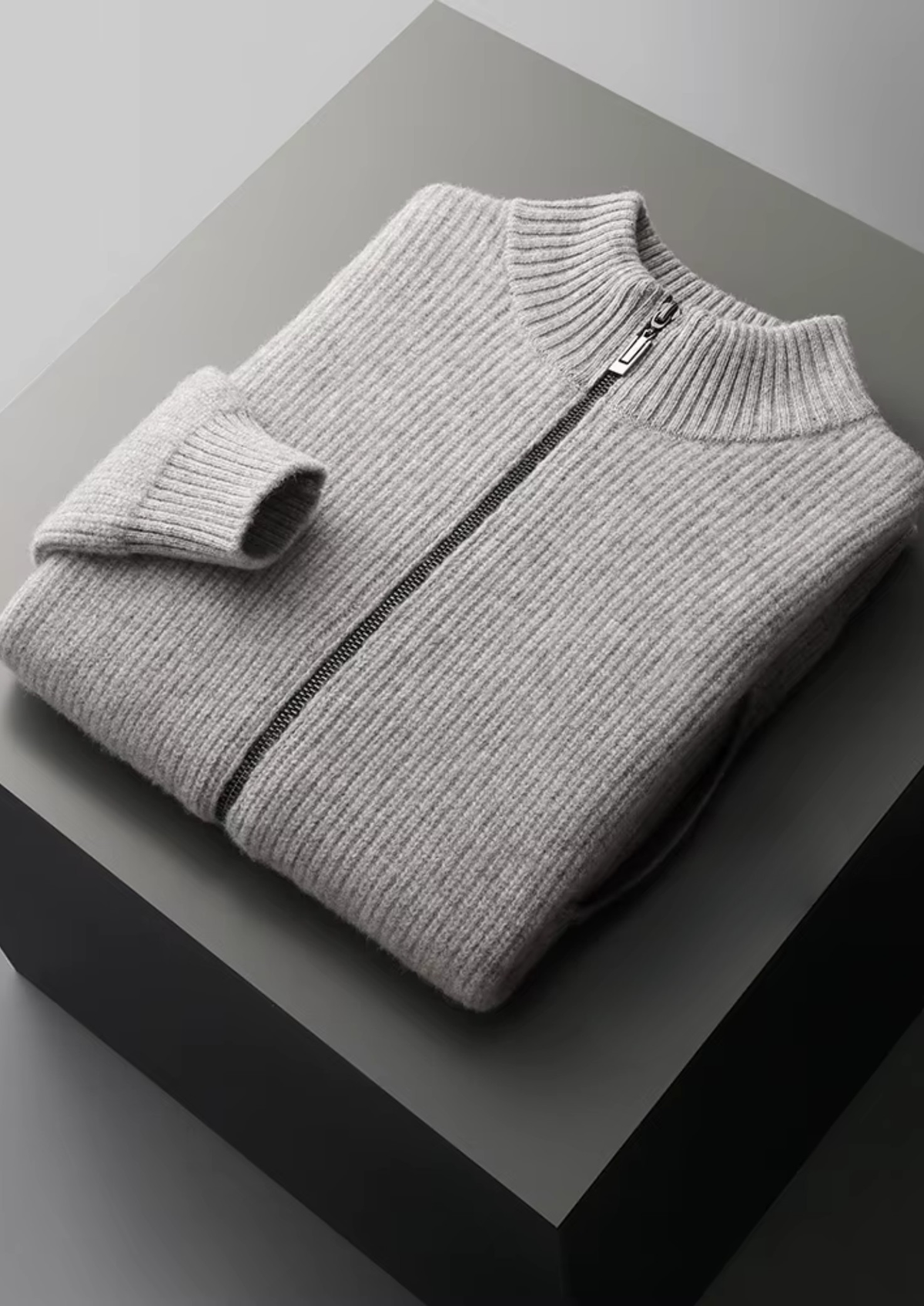 Pure Extra-Fine Merino Wool Ribbed Cardigan | Auremmont