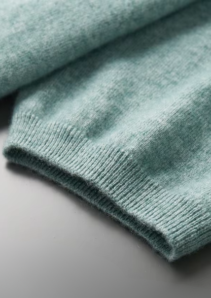 Premium Cashmere Classic Crewneck T-Shirt - Verdant Slate | Auremmont