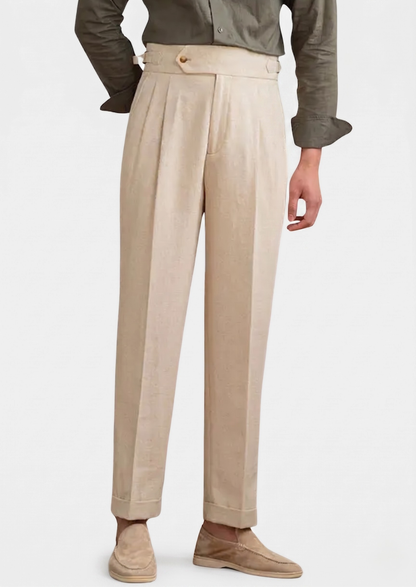 Napoli Pleated Coastal Trousers - Sand | Auremmont
