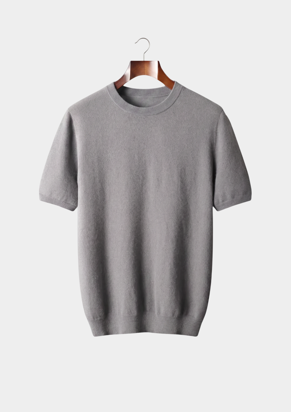 Premium Cashmere Classic Crewneck T-Shirt - Ashen Truffle | Auremmont