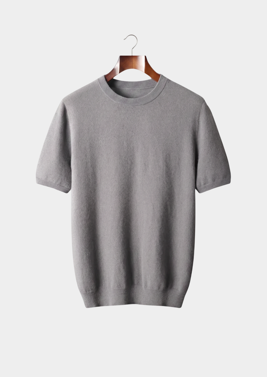 Premium Cashmere Classic Crewneck T-Shirt - Ashen Truffle | Auremmont