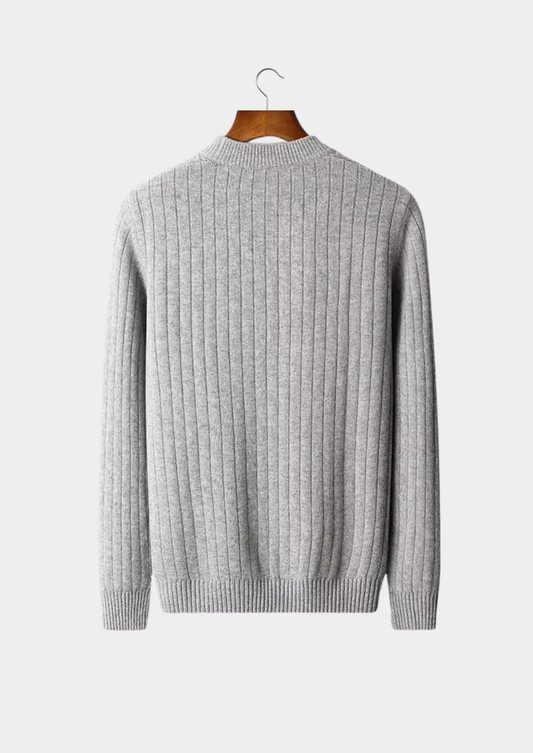 Pure Extra-Fine Merino Wool Herringbone Crewneck | Auremmont