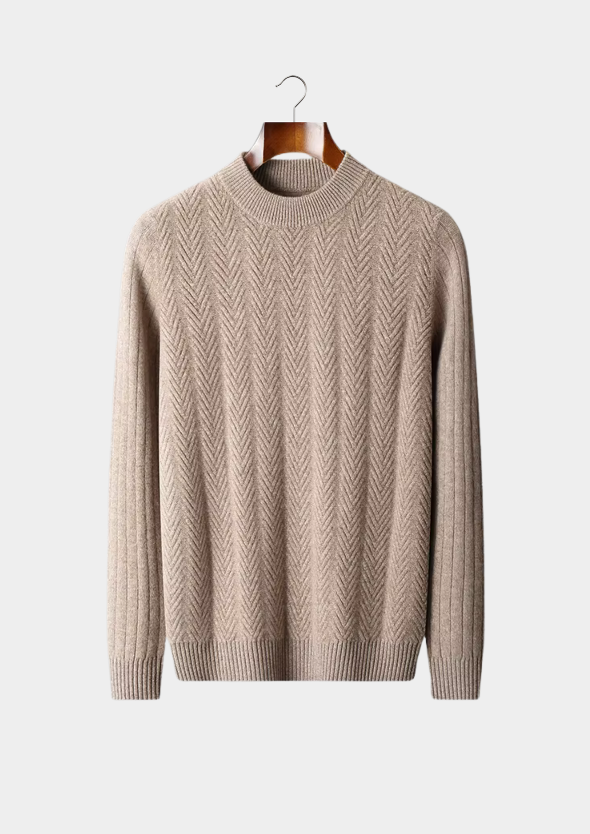 Pure Extra-Fine Merino Wool Herringbone Crewneck | Auremmont