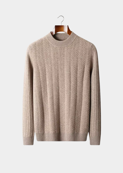 Pure Extra-Fine Merino Wool Herringbone Crewneck | Auremmont