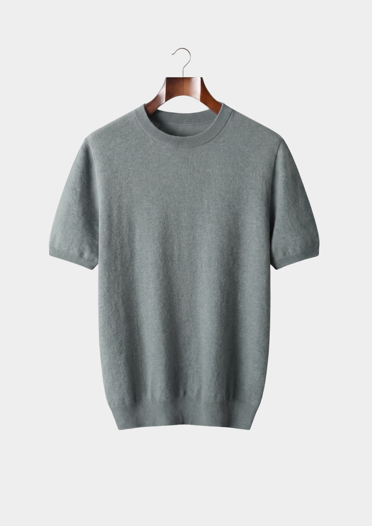 Premium Cashmere Classic Crewneck T-Shirt - Shadow Flint | Auremmont