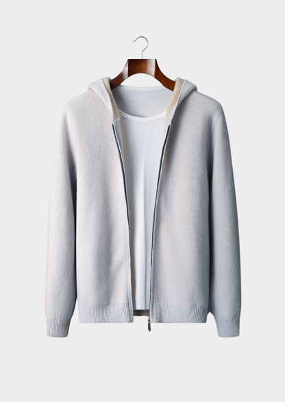 Premium Cashmere Two-Tone Zipper Hoodie | Auremmont