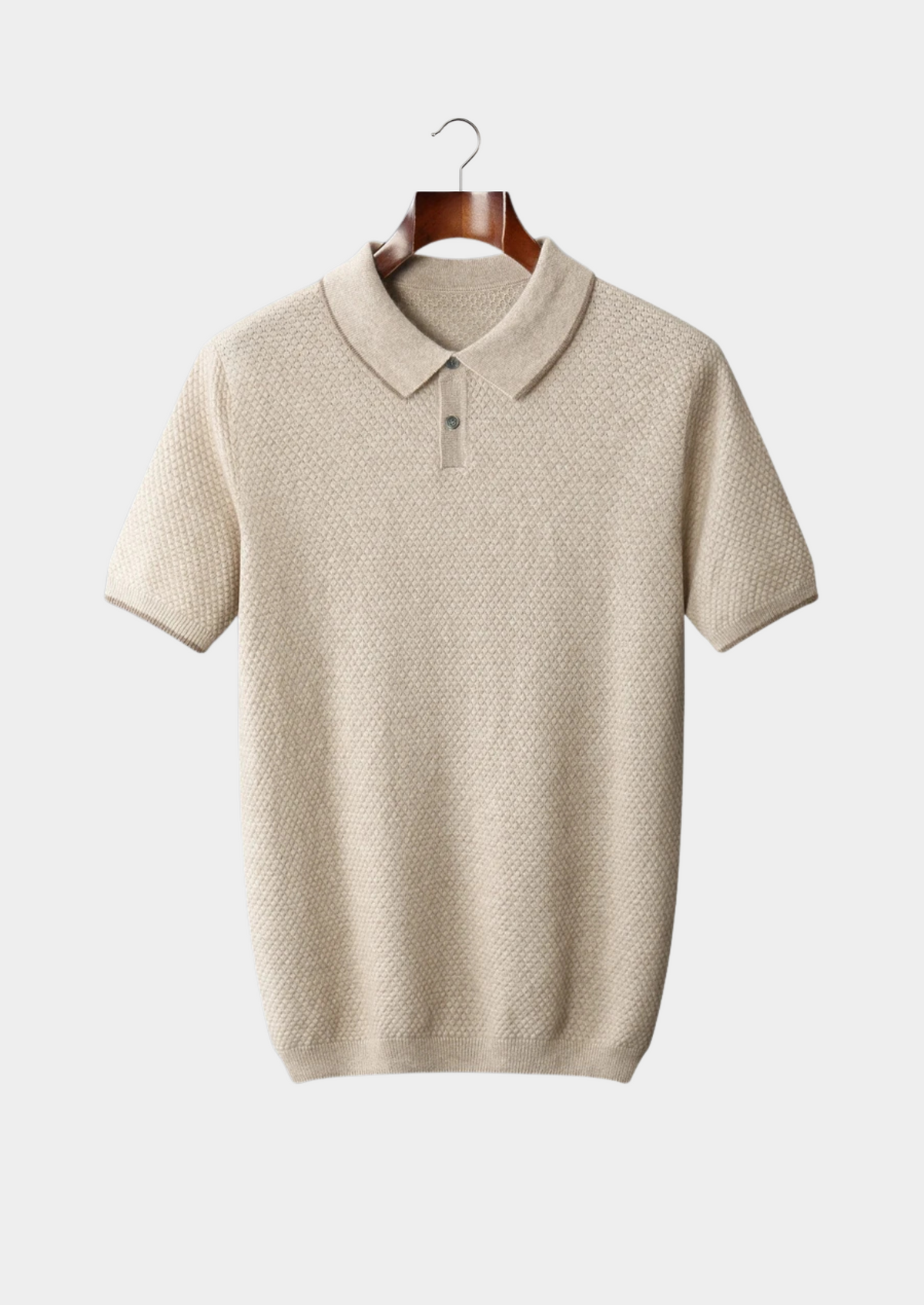Premium Cashmere Ivory Two-Tone Polo | Auremmont