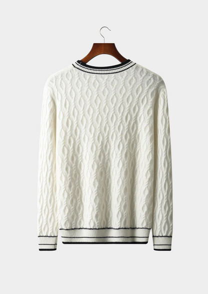 Pure Extra-Fine Merino Wool Jacquard Crewneck | Auremmont