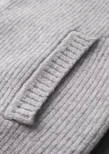 Pure Extra-Fine Merino Wool Ribbed Cardigan | Auremmont