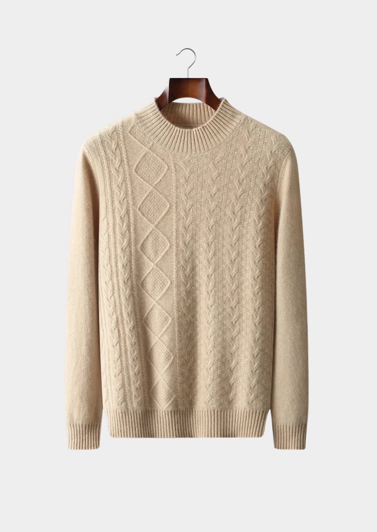 Pure Extra-Fine Merino Wool Jacquard Mockneck | Auremmont