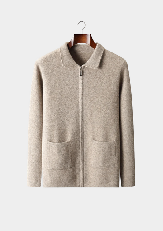 Premium Cashmere Zipper Cardigan | Auremmont