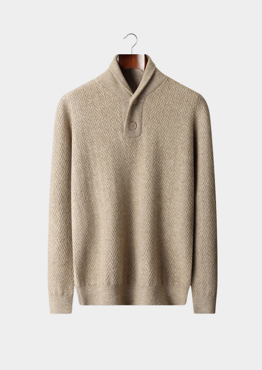 Premium Cashmere Zigzag Button Sweater | Auremmont