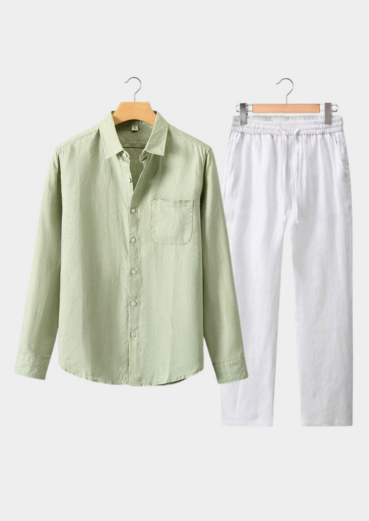 Dolcevita Longsleeve Summer Set - Mint Green/white | Auremmont