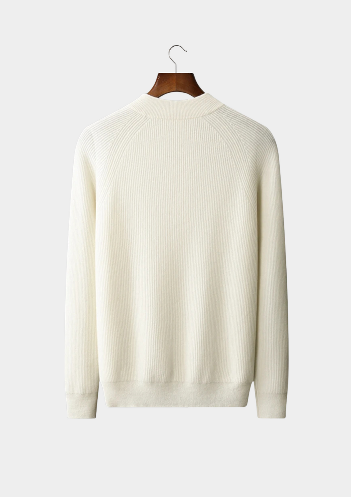 Premium Cashmere Classic Ribbed Henley Sweater | Auremmont
