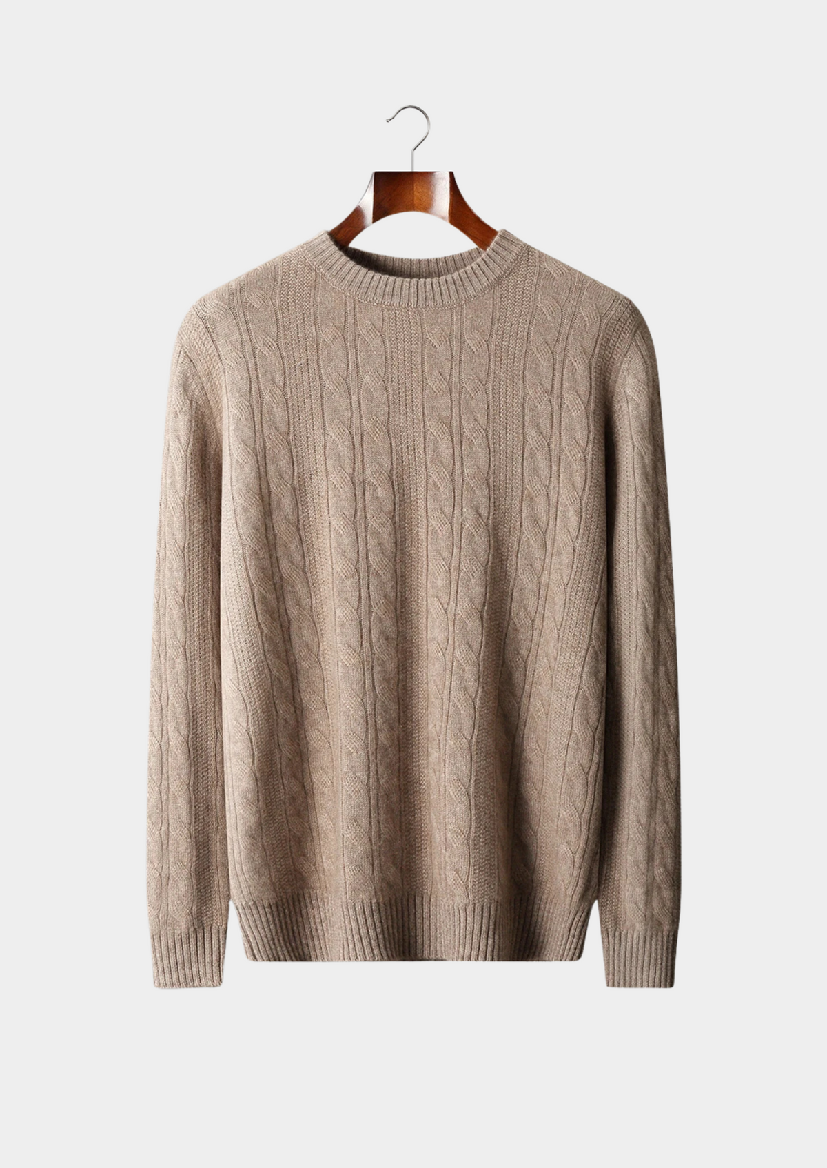 Pure Extra-Fine Merino Wool Cable Crewneck | Auremmont