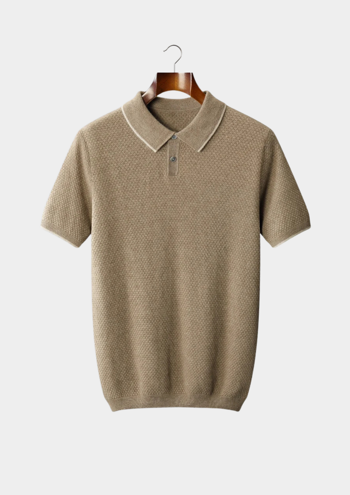 Premium Cashmere Beige Two-Tone Polo | Auremmont